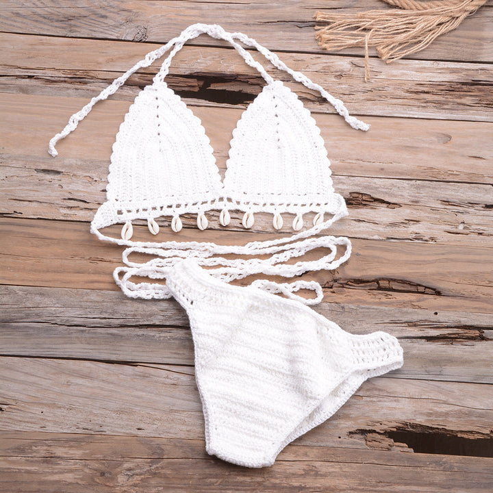 Damer Häkel-Bikini-set med lekfulla fransar och justerbara bindeband Mirla-Eva Jonsson