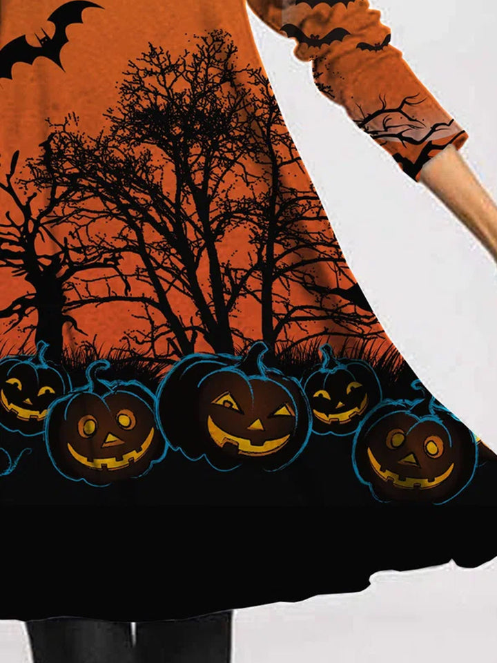 Damer Halloween-klänning i avslappnad passform med skrämmande tryck och mjukt tyg Eva Jonsson-Eva Jonsson