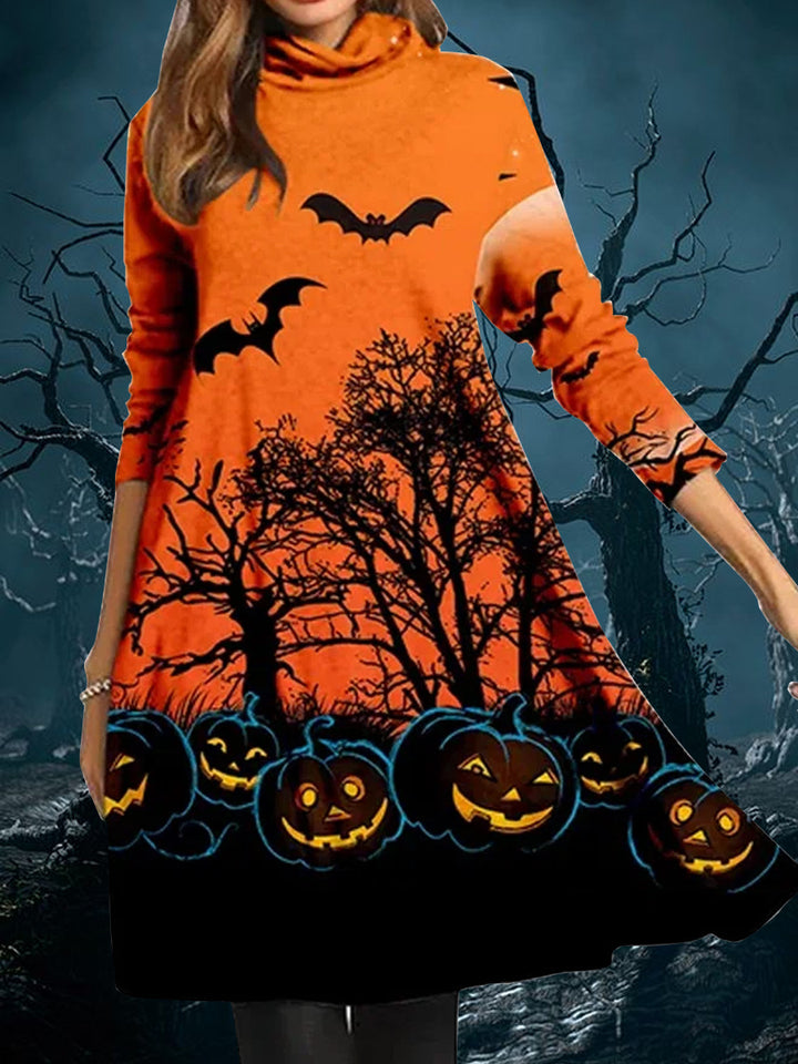 Damer Halloween-klänning i avslappnad passform med skrämmande tryck och mjukt tyg Eva Jonsson-Eva Jonsson