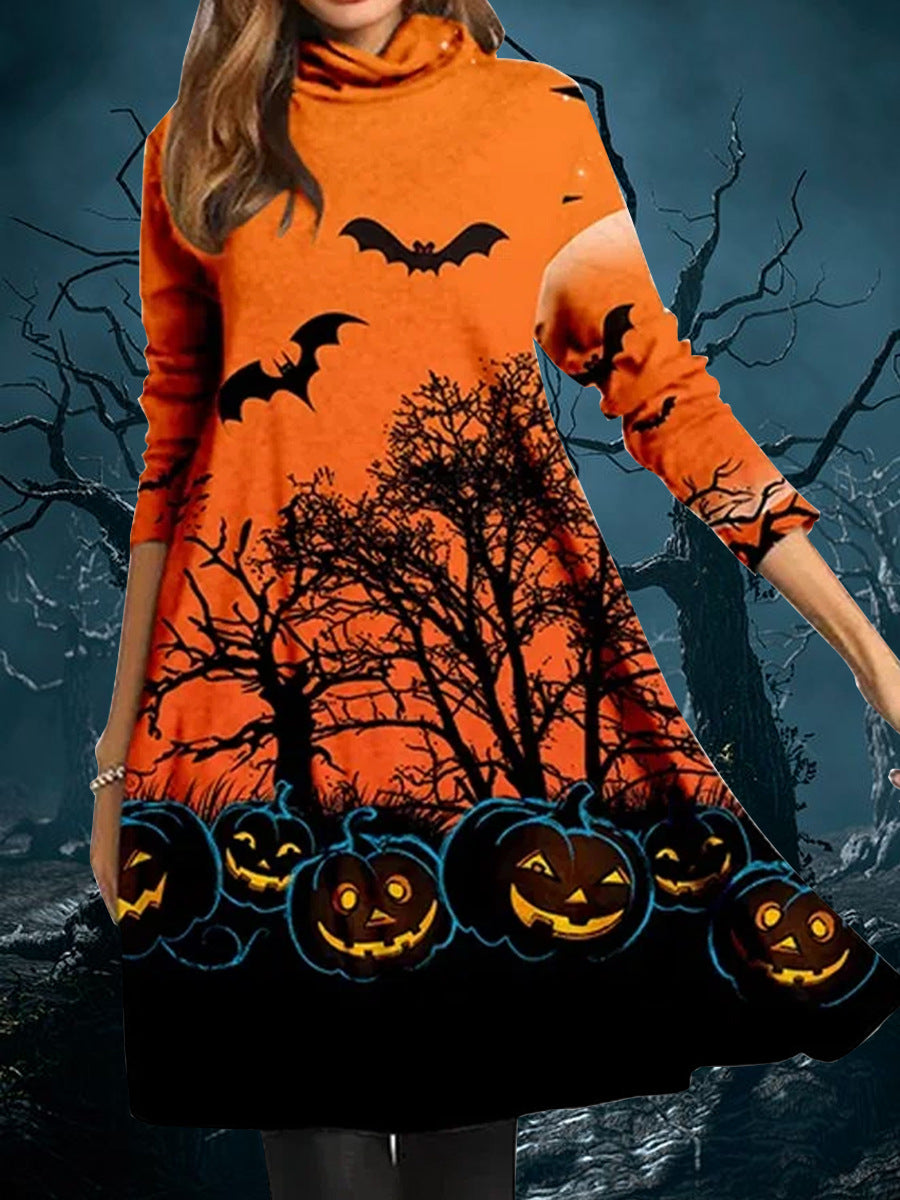 Damer Halloween-klänning i avslappnad passform med skrämmande tryck och mjukt tyg Eva Jonsson-Eva Jonsson