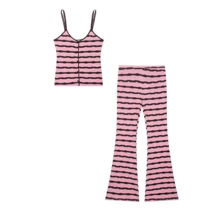 Damer High-Waist Flared Leggings med randigt mönster Mirla-Eva Jonsson