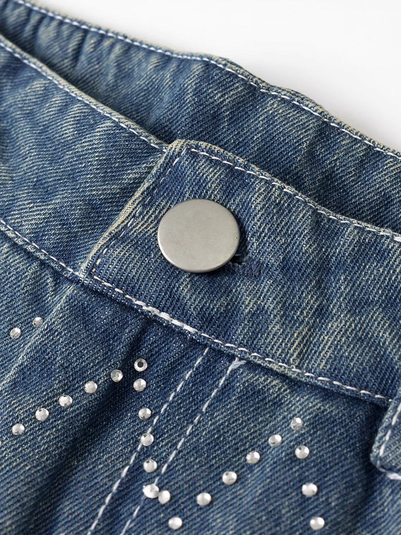 Damer High-Waist Jeans i modernt rutigt mönster Mirla-Eva Jonsson