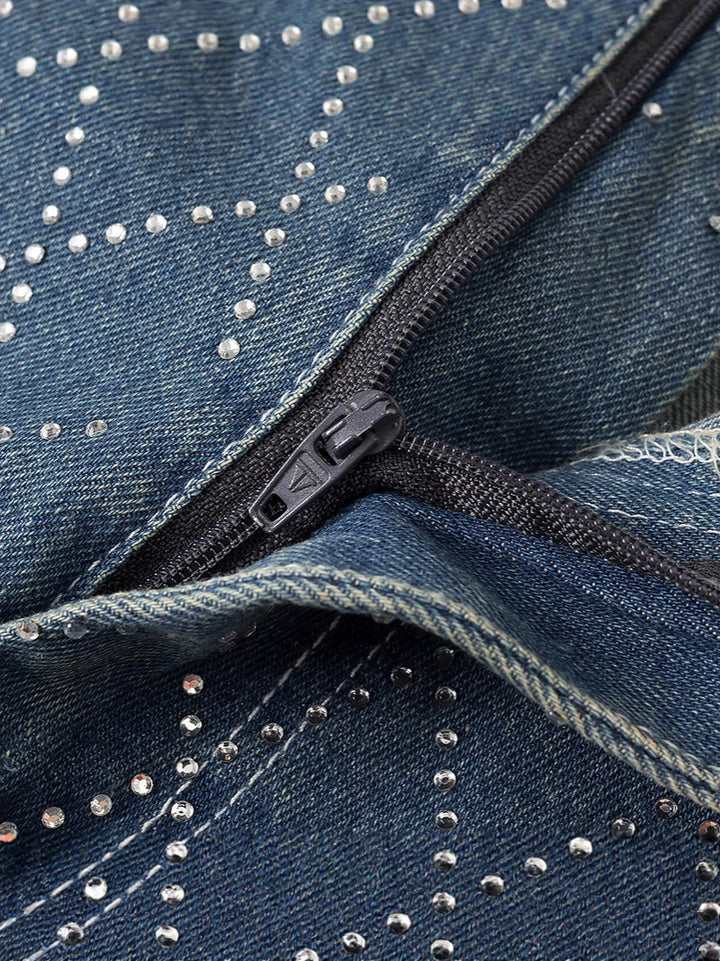 Damer High-Waist Jeans i modernt rutigt mönster Mirla-Eva Jonsson