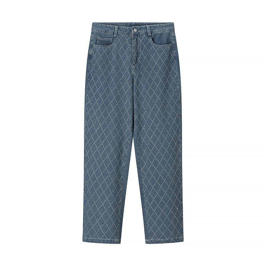 Damer High-Waist Jeans i modernt rutigt mönster Mirla-Eva Jonsson