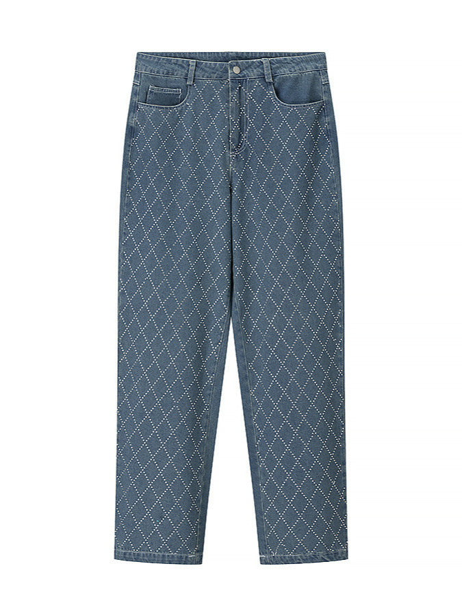 Damer High-Waist Jeans i modernt rutigt mönster Mirla-Eva Jonsson