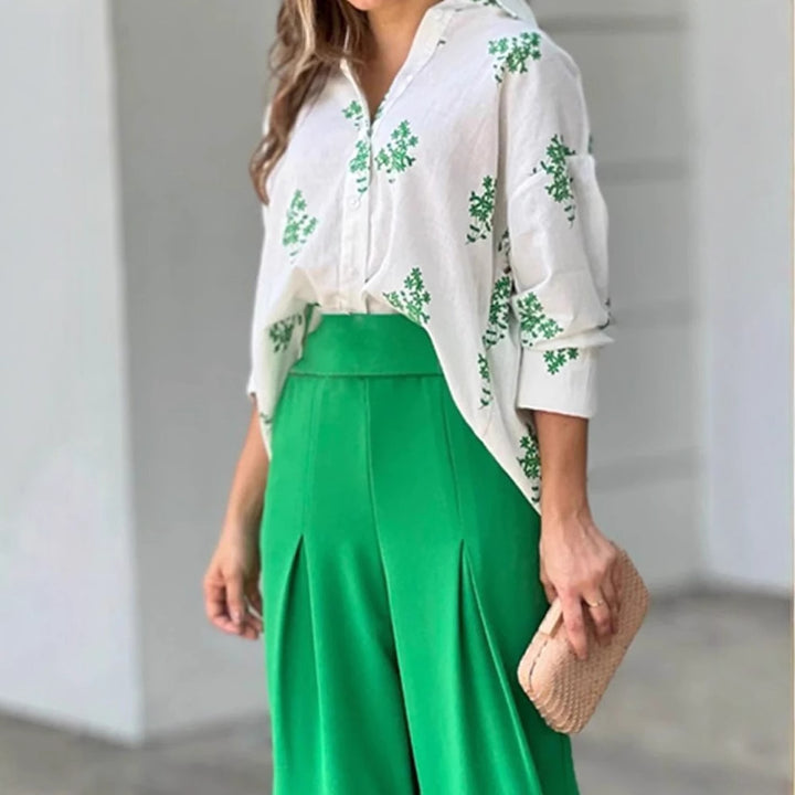 Damer High-Waist Palazzo-byxor i flödande tyg Mirla-Eva Jonsson