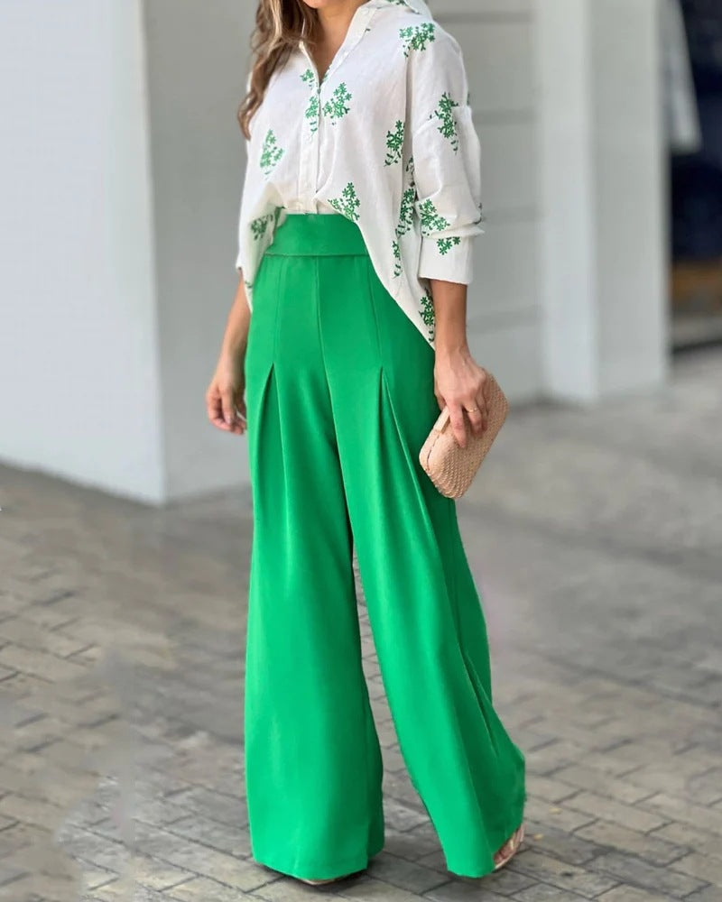 Damer High-Waist Palazzo-byxor i flödande tyg Mirla-Eva Jonsson