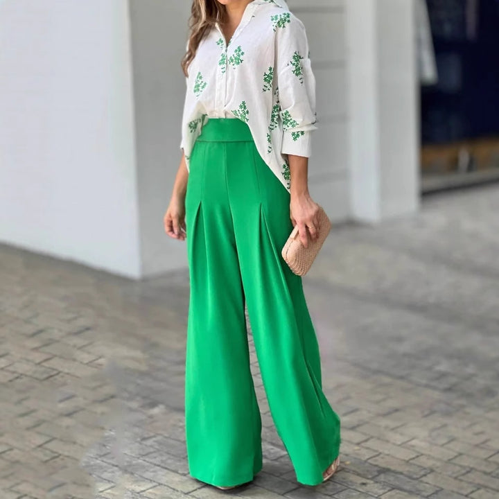 Damer High-Waist Palazzo-byxor i flödande tyg Mirla-Eva Jonsson