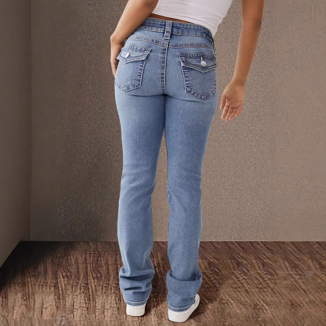 Damer Höga Jeans i Vintage Look med figurnära passform Mirla-Eva Jonsson
