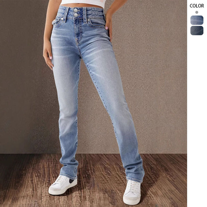 Damer Höga Jeans i Vintage Look med figurnära passform Mirla-Eva Jonsson