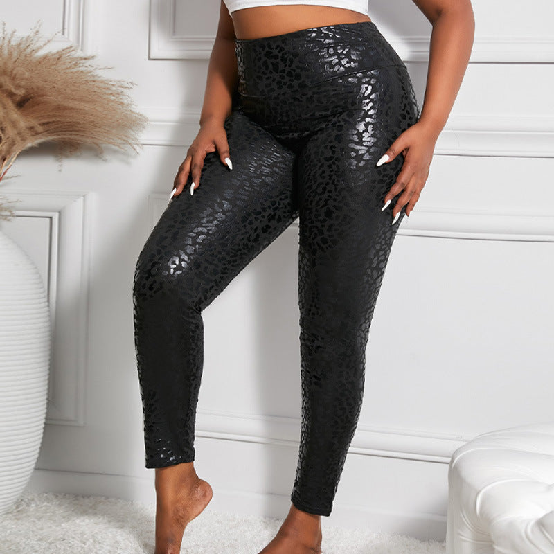 Damer Högglansande Leggings med Leopardmönster Mirla-Eva Jonsson