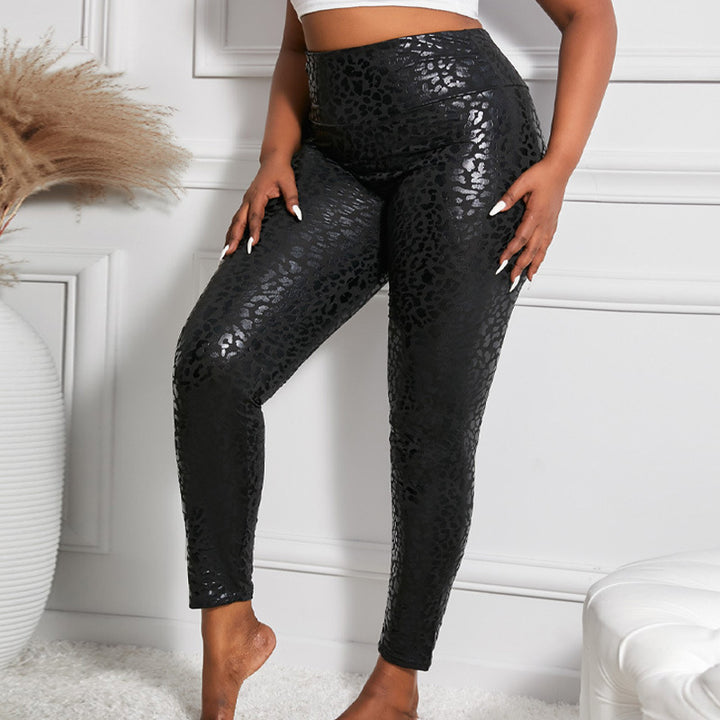 Damer Högglansande Leggings med Leopardmönster Mirla-Eva Jonsson