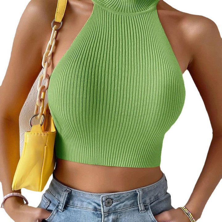 Damer Högkrage Crop-Top med Ribbmönster Eva Jonsson-Eva Jonsson