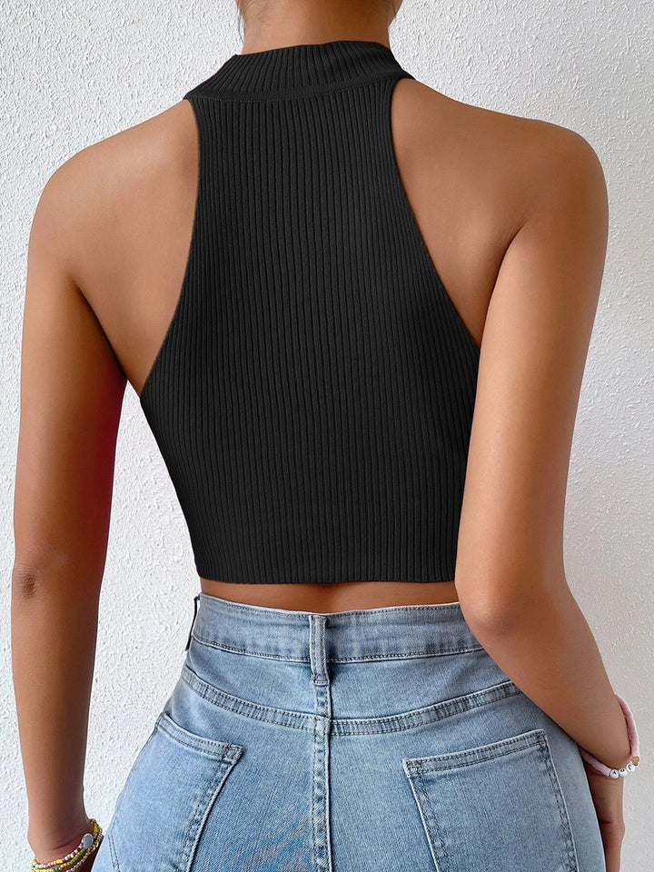 Damer Högkrage Crop-Top med Ribbmönster Eva Jonsson-Eva Jonsson