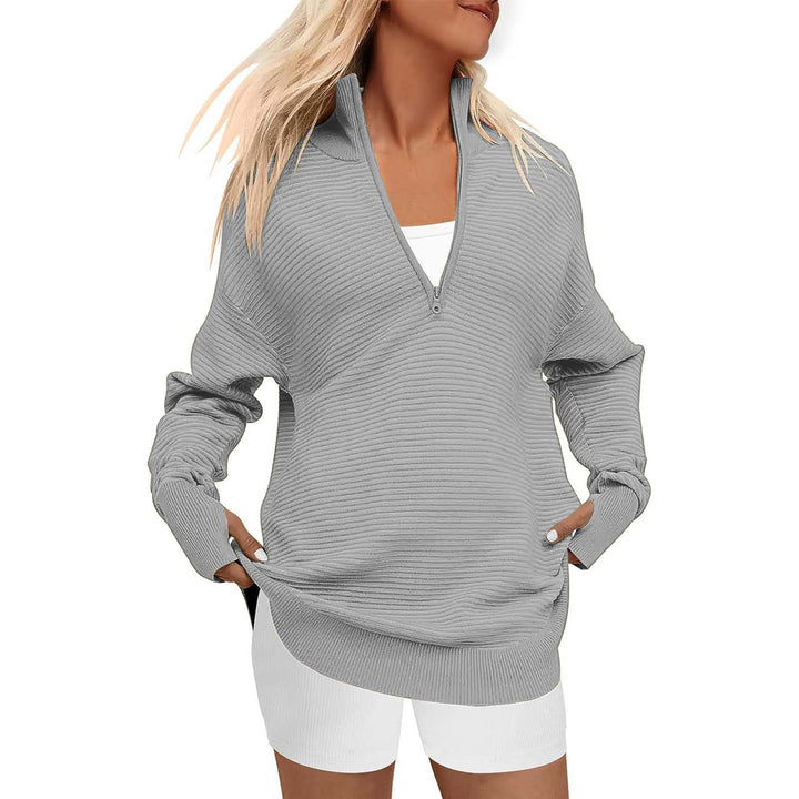 Damer Högkvalitativ Dragkedja Tröja med Strukturerat Design Mirla-Eva Jonsson
