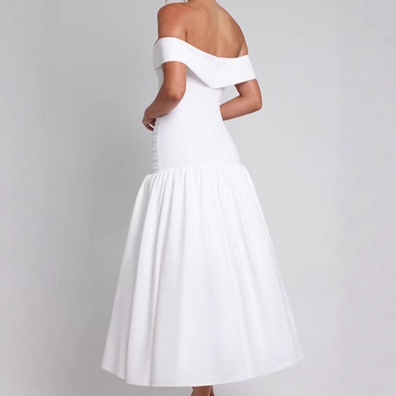 Damer Högkvalitativ Off-Shoulder Maxiklänning med figursydd skärning och flödande kjol Mirla-Eva Jonsson