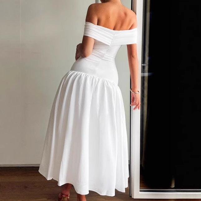 Damer Högkvalitativ Off-Shoulder Maxiklänning med figursydd skärning och flödande kjol Mirla-Eva Jonsson