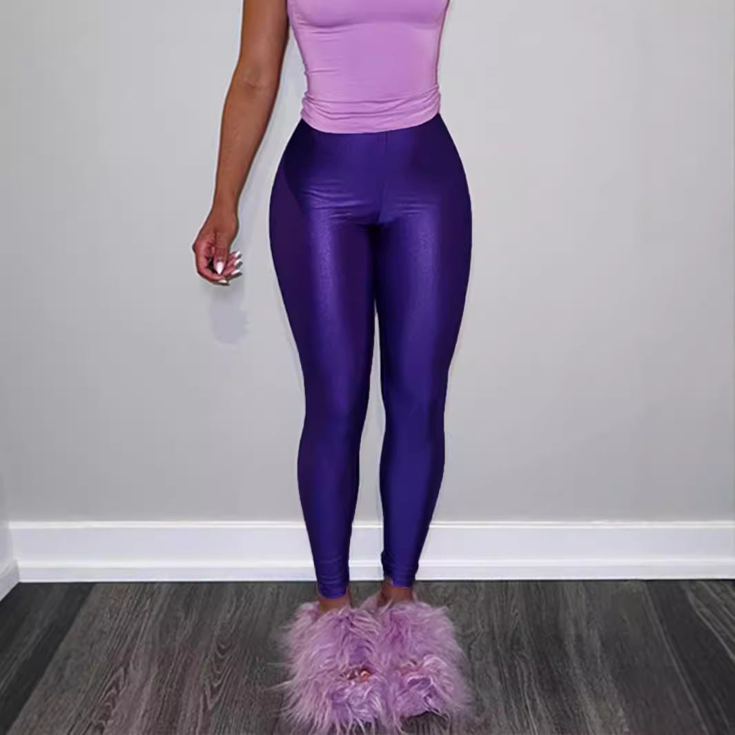 Damer Högkvalitativa Glansiga Leggings med Hög Midja och Perfekt Passform Eva Jonsson-Eva Jonsson