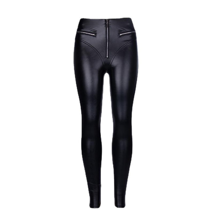 Damer Högkvalitativa Konstläder Leggings med trendiga Dragkedjedetaljer Mirla-Eva Jonsson