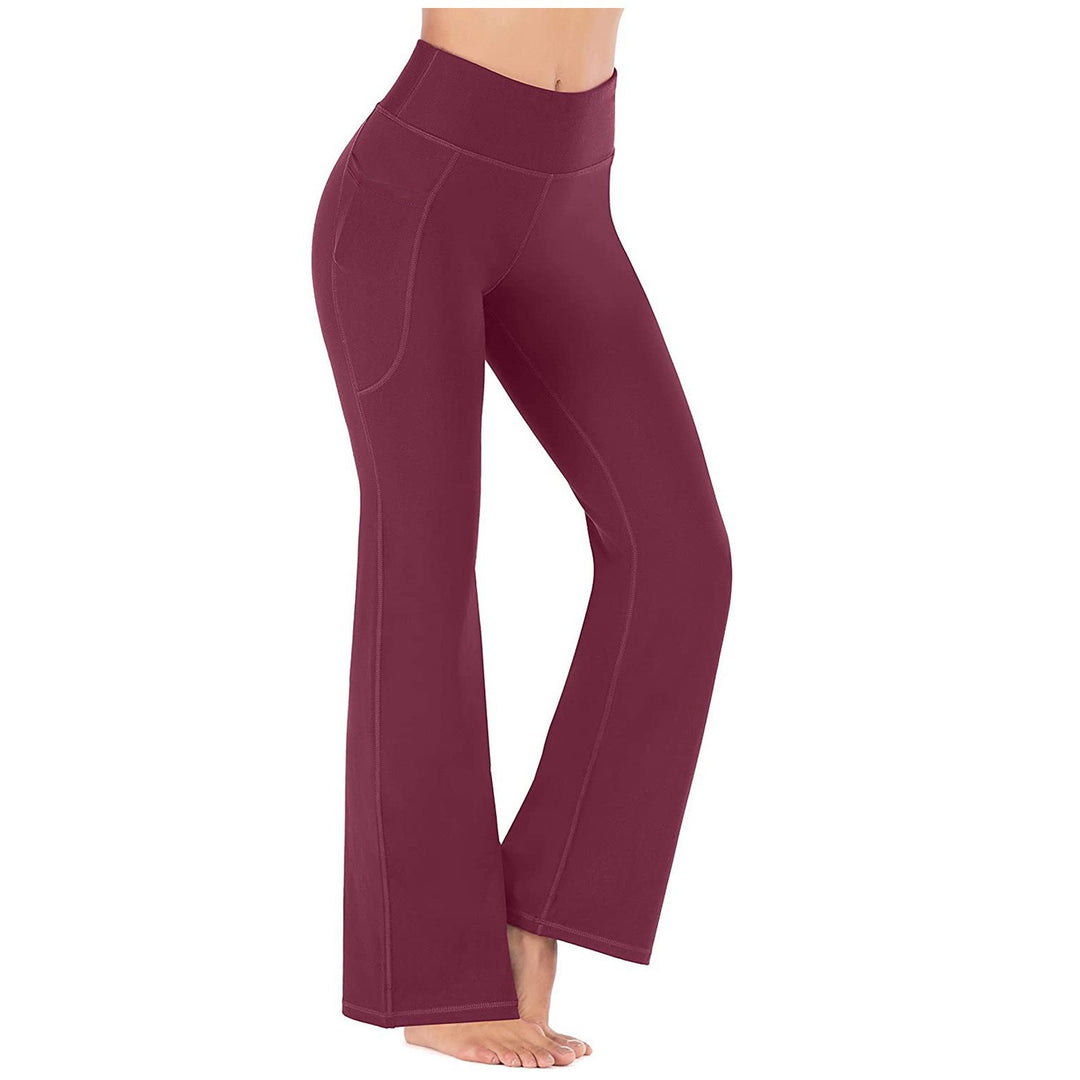 Damer Högmidjade Bootcut-Yoga-byxor med praktiska fickor Eva Jonsson-Eva Jonsson