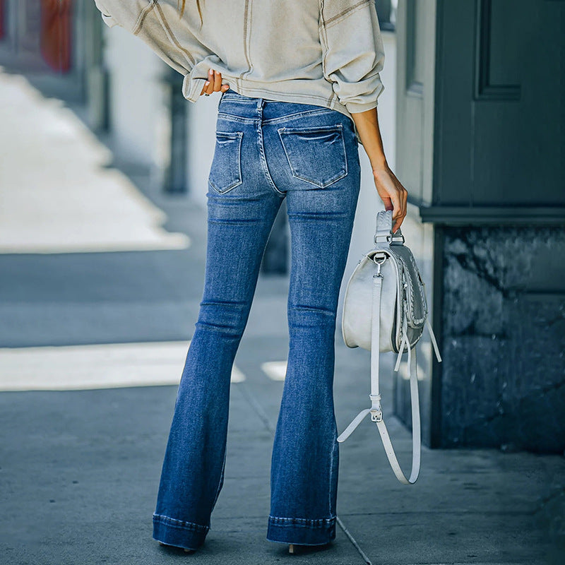 Damer Högmidjade Flared Jeans med Avslappnade Detaljer Mirla-Eva Jonsson