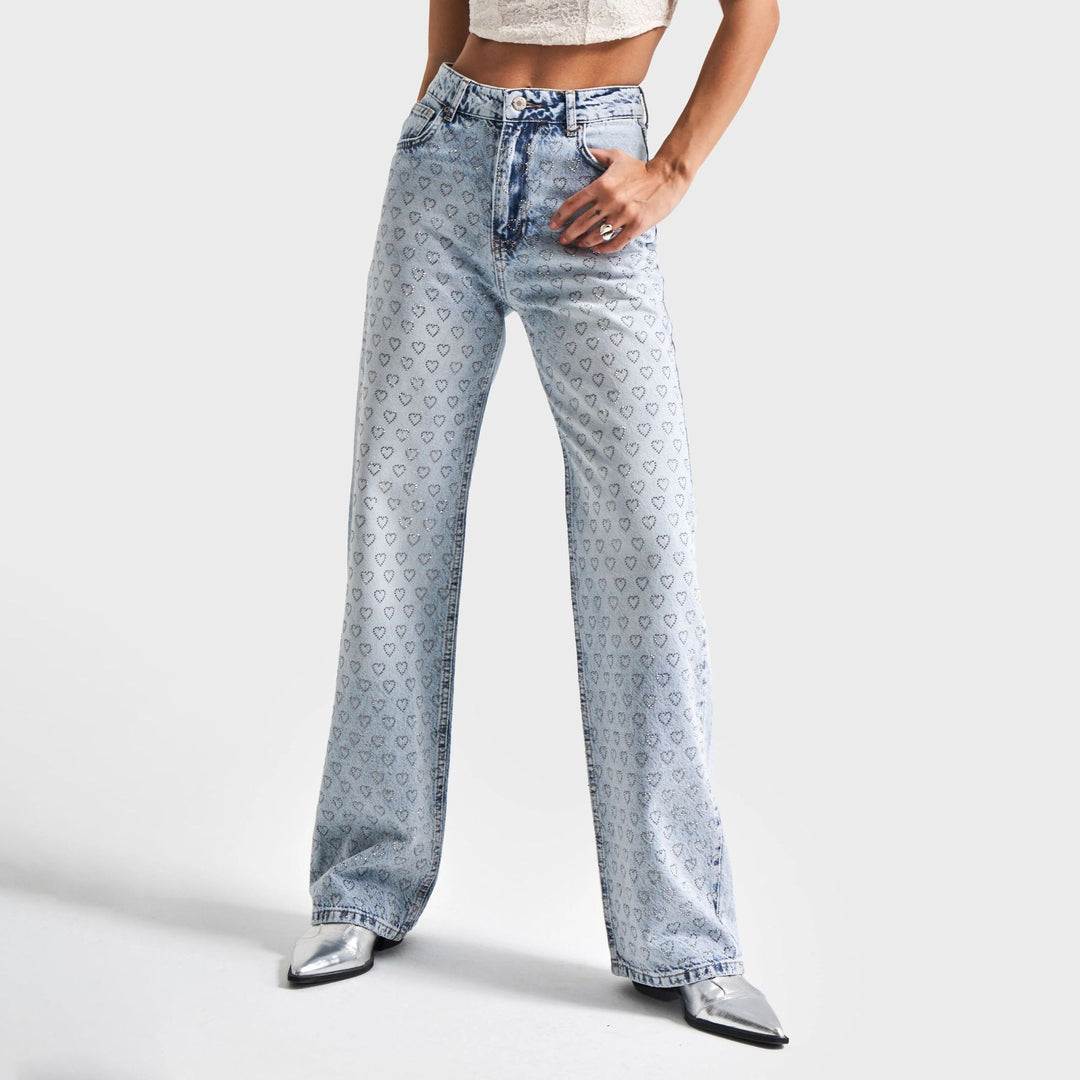 Damer Högmidjade Jeans med Hjärt-mönster Mirla-Eva Jonsson