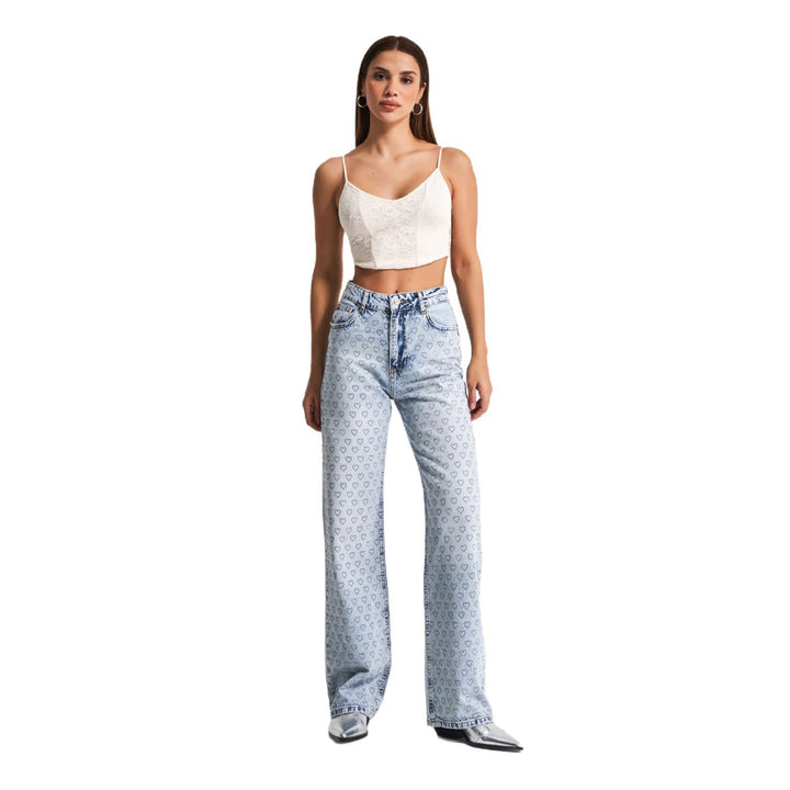 Damer Högmidjade Jeans med Hjärt-mönster Mirla-Eva Jonsson