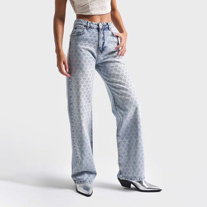 Damer Högmidjade Jeans med Hjärt-mönster Mirla-Eva Jonsson