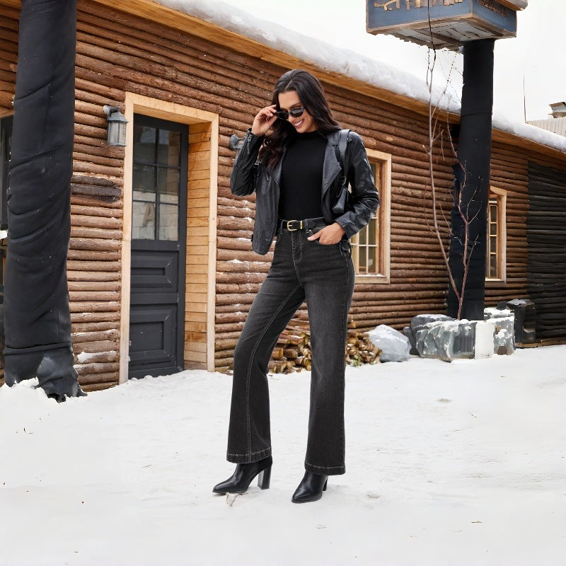Damer Högmidjade Jeans med vida ben och smal passform Mirla-Eva Jonsson