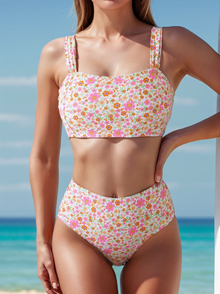 Damer Högskuren Bikini med Blommönster och Breda Band Mirla-Eva Jonsson