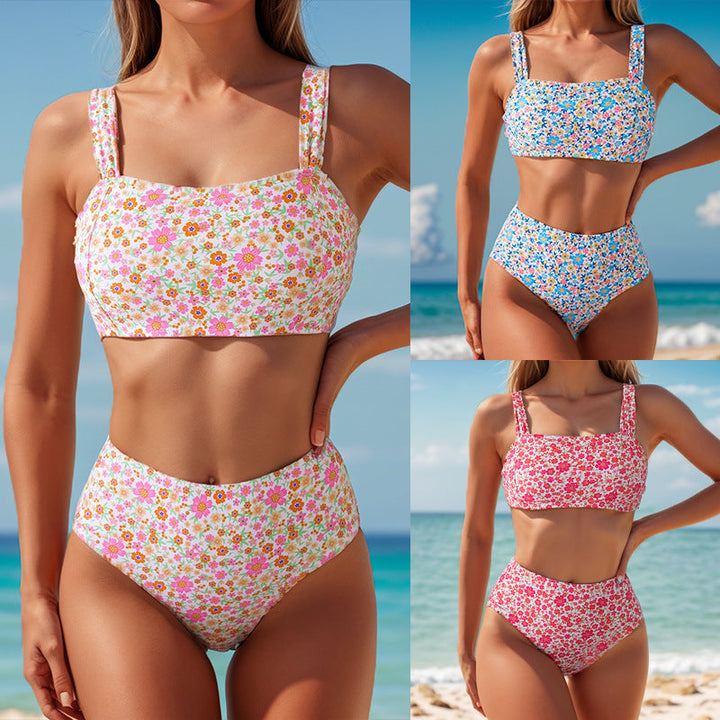 Damer Högskuren Bikini med Blommönster och Breda Band Mirla-Eva Jonsson