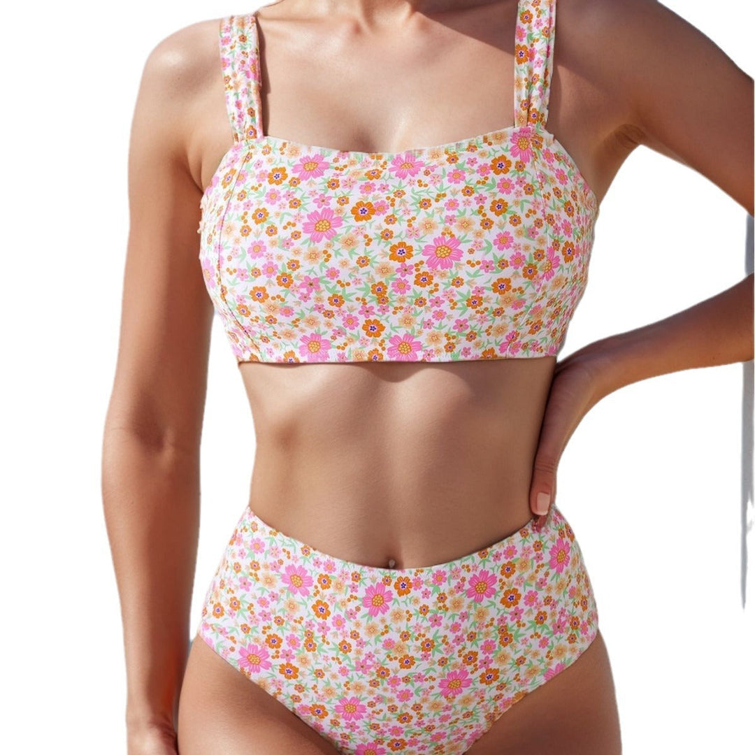 Damer Högskuren Bikini med Blommönster och Breda Band Mirla-Eva Jonsson