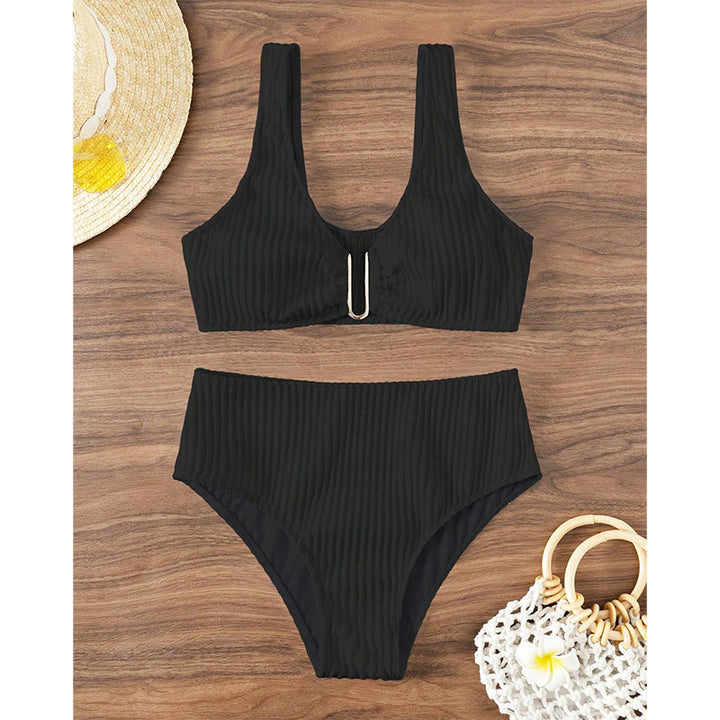 Damer Högskuren Bikini med elegant ribbdesign och modern spänne Mirla-Eva Jonsson