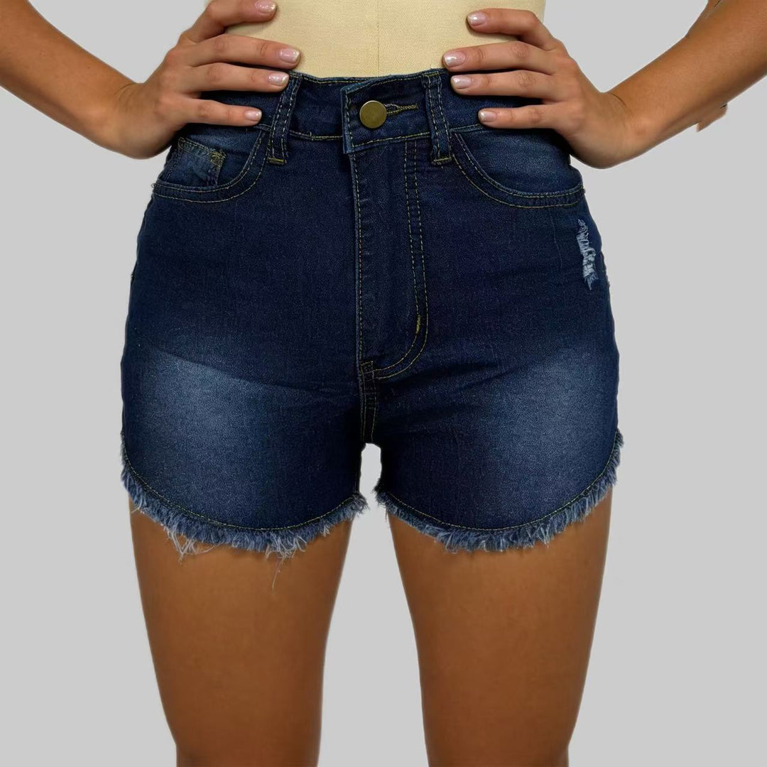 Damer Högskurna Denim-Shorts i trendig Franslook Mirla-Eva Jonsson