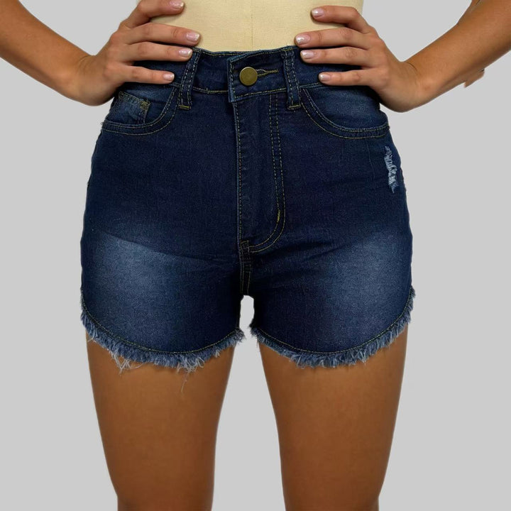 Damer Högskurna Denim-Shorts i trendig Franslook Mirla-Eva Jonsson