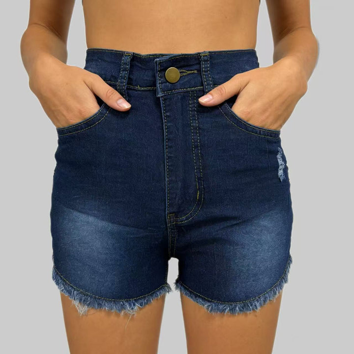 Damer Högskurna Denim-Shorts i trendig Franslook Mirla-Eva Jonsson
