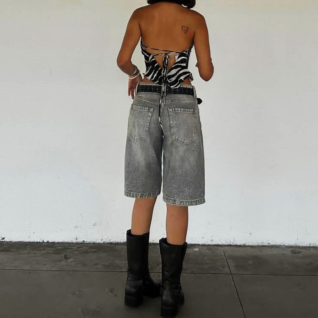 Damer Högskurna Denim-shorts i modern stil Mirla-Eva Jonsson