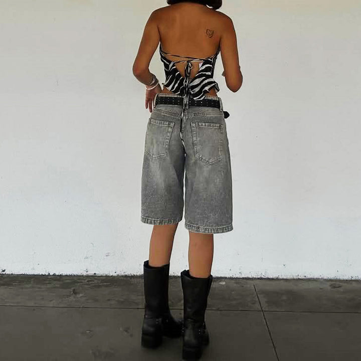 Damer Högskurna Denim-shorts i modern stil Mirla-Eva Jonsson