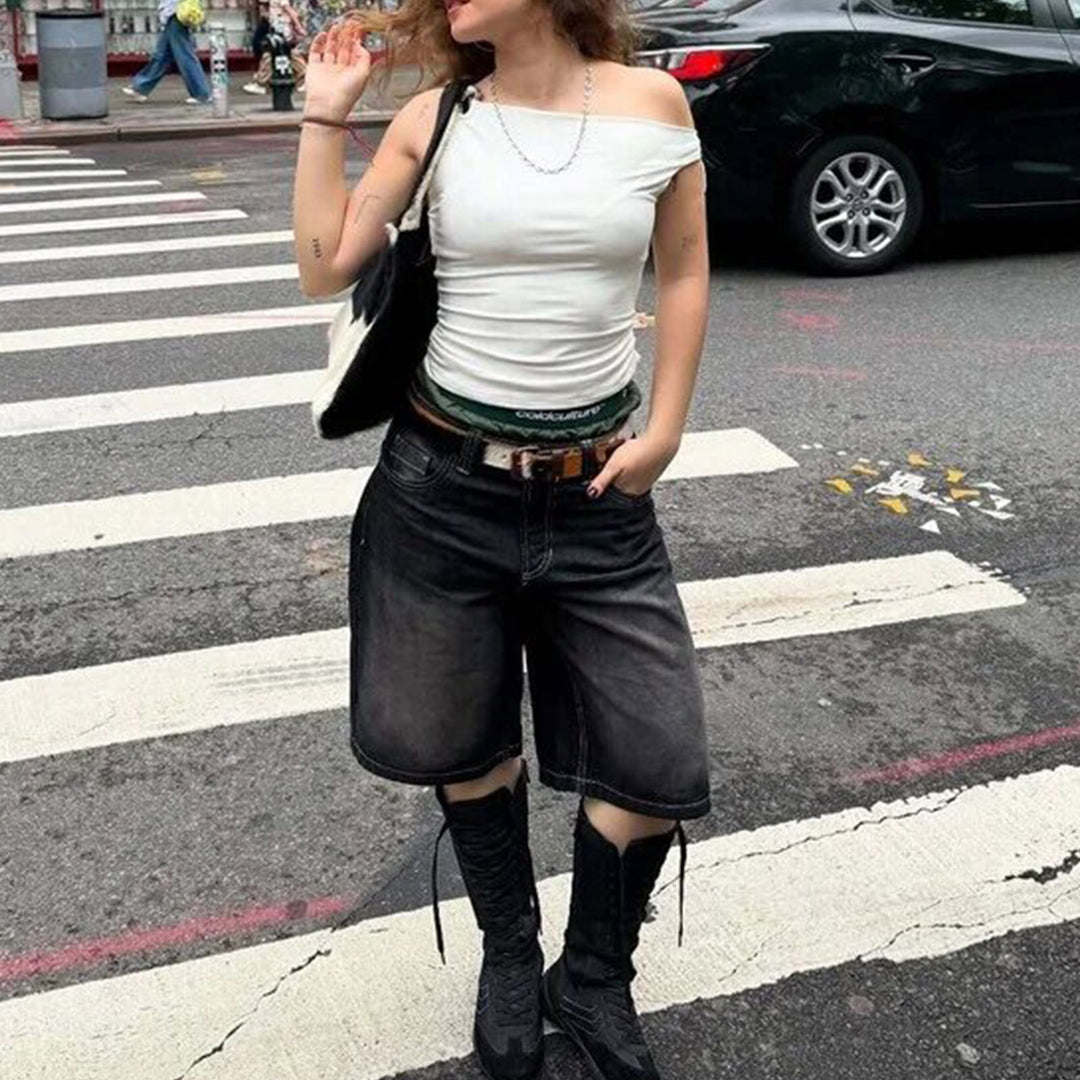 Damer Högskurna Denim-shorts i modern stil Mirla-Eva Jonsson