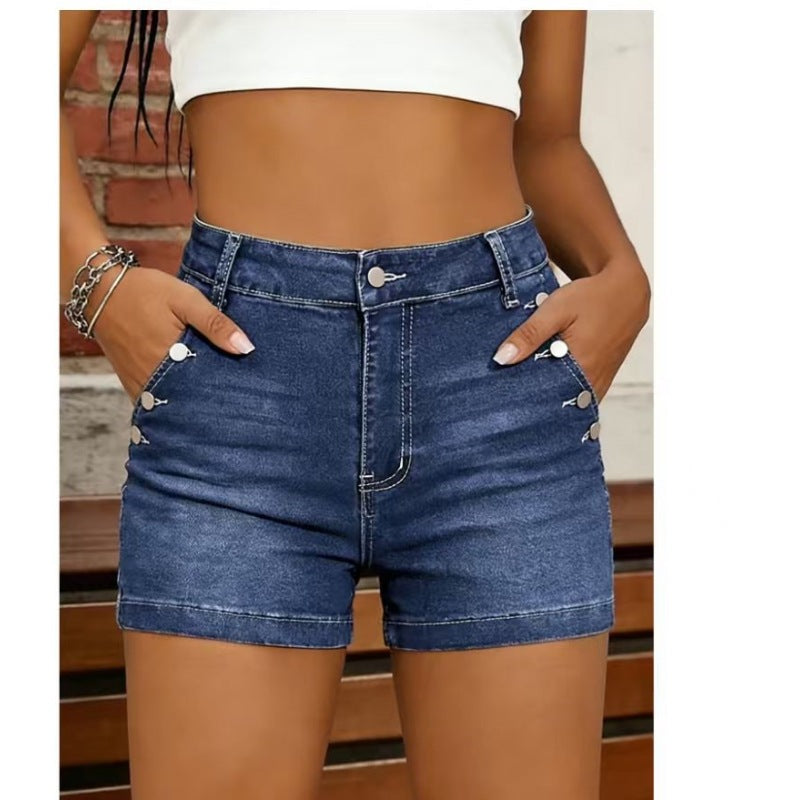 Damer Högskurna Denim-shorts med knappdetaljer Mirla-Eva Jonsson