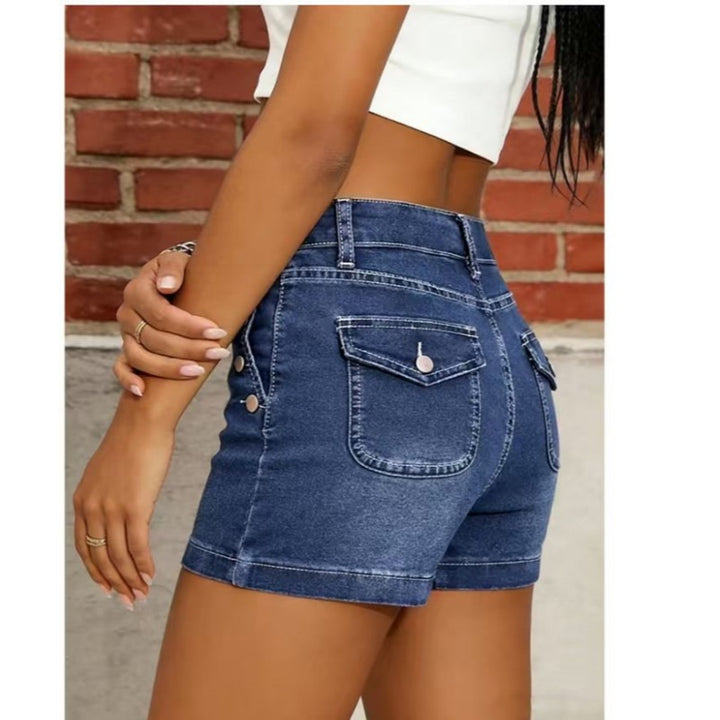 Damer Högskurna Denim-shorts med knappdetaljer Mirla-Eva Jonsson