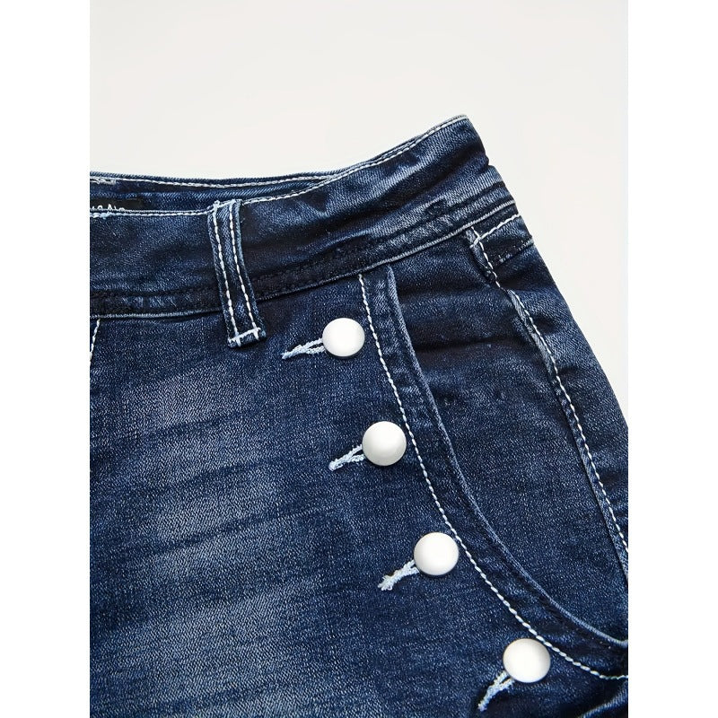 Damer Högskurna Denim-shorts med knappdetaljer Mirla-Eva Jonsson