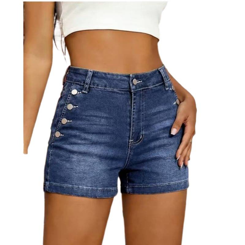 Damer Högskurna Denim-shorts med knappdetaljer Mirla-Eva Jonsson