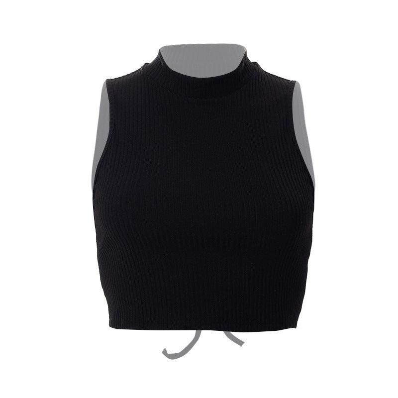Damer Högslutet Crop-Top i Ribbad Stickning Mirla-Eva Jonsson