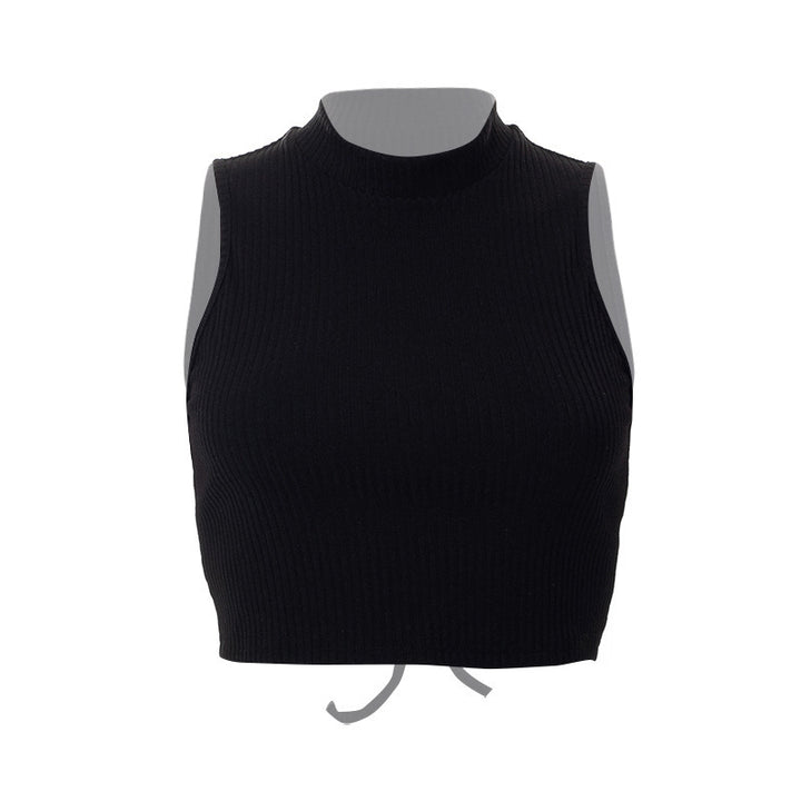 Damer Högslutet Crop-Top i Ribbad Stickning Mirla-Eva Jonsson