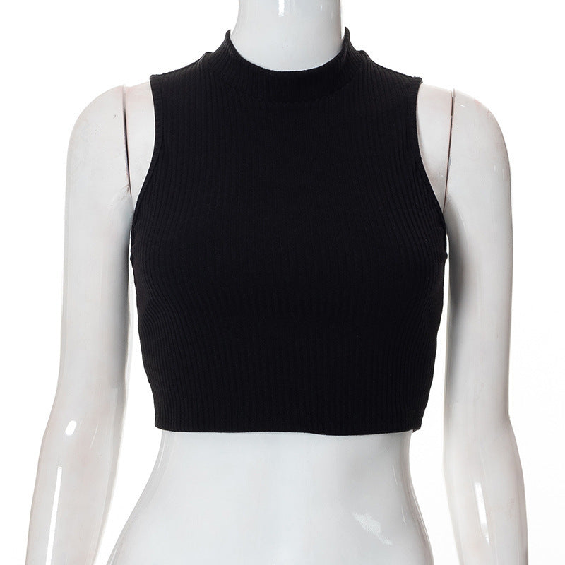 Damer Högslutet Crop-Top i Ribbad Stickning Mirla-Eva Jonsson