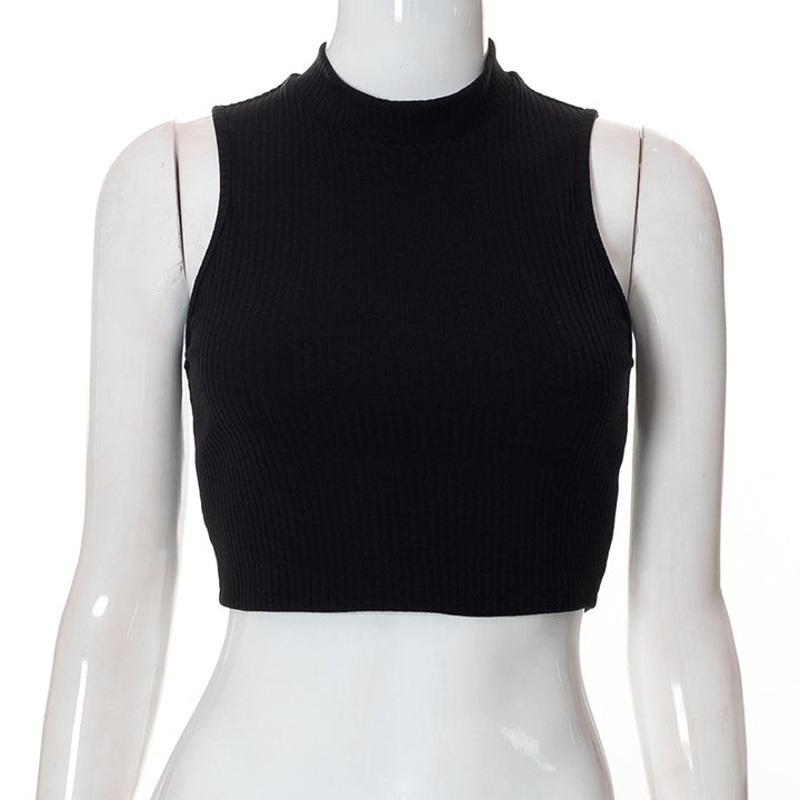 Damer Högslutet Crop-Top i Ribbad Stickning Mirla-Eva Jonsson
