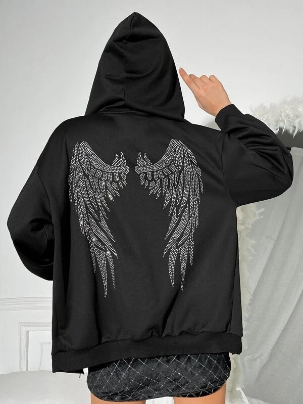 Damer Hoodie med Funkande Vingdesign Mirla-Eva Jonsson