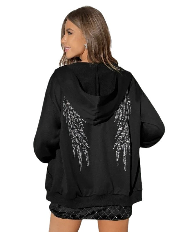 Damer Hoodie med Funkande Vingdesign Mirla-Eva Jonsson