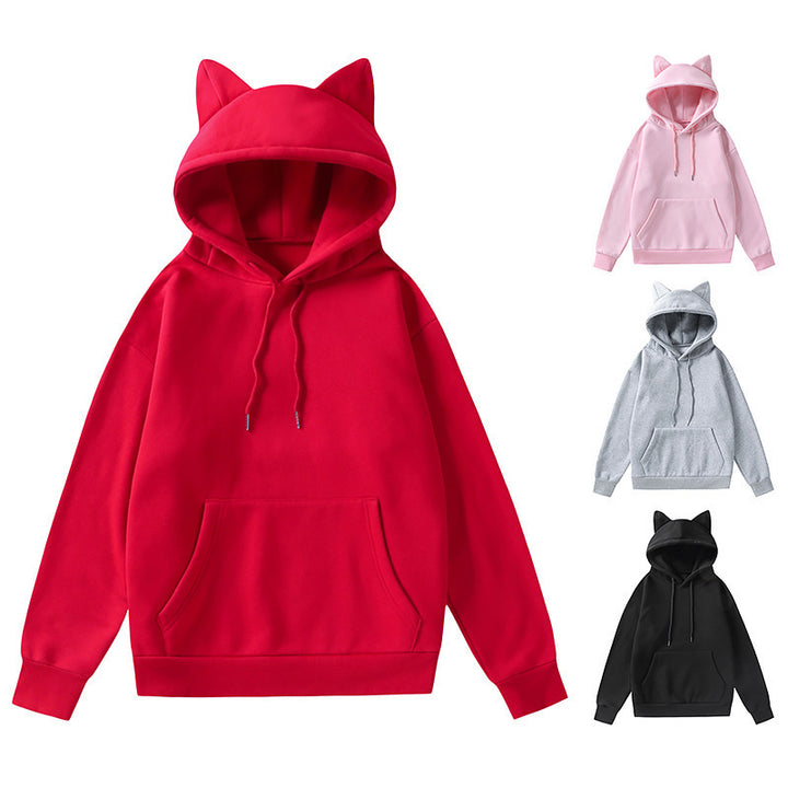Damer Hoodie med kattöron och känguruficka Mirla-Eva Jonsson